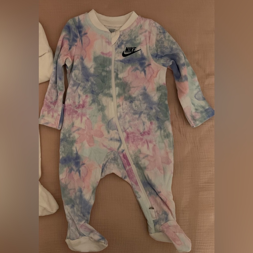Nike Pastel Tie-Dye Floral Footie in Pink, Blue & Green